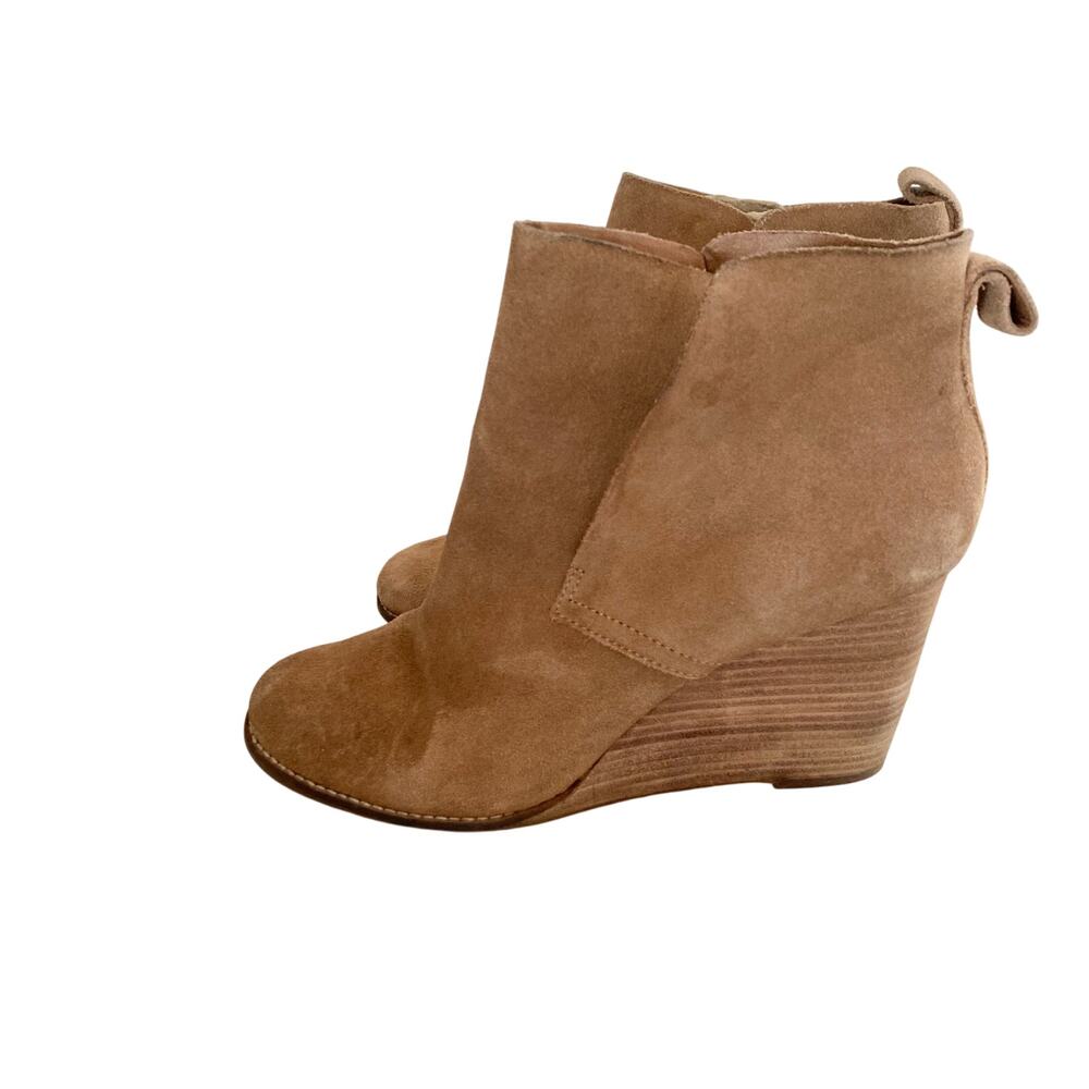 Lucky Brand Women's Boots LK Yoniana Wedge Booties Size 11 Tan Suede